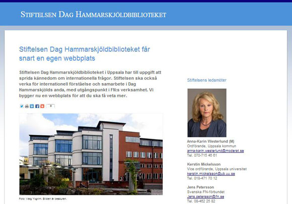 Coming-soon-sida till Stiftelsen Dag Hammarskjöldbiblioteket.